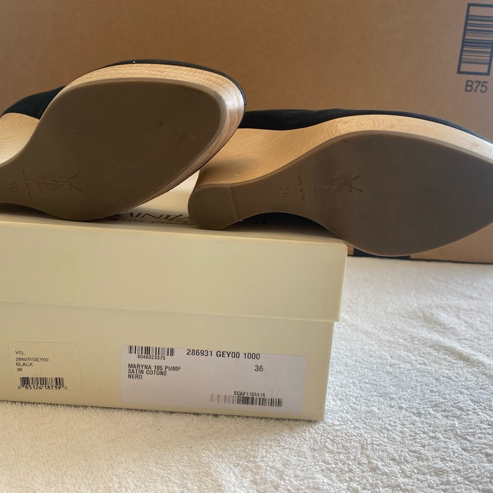 Yves Saint Laurent Black and Tan Wedges - Picture 4 of 6
